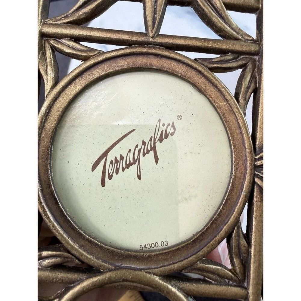 Vtg Terragrafics Art Nouveau Frames Metal Ornate Brass Color Rectangular 5.5x4.5